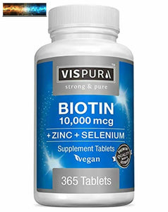 Biotine 10000 Mcg + Zinc + Sélénium Pure Végétalien & Extra Fort ,Best