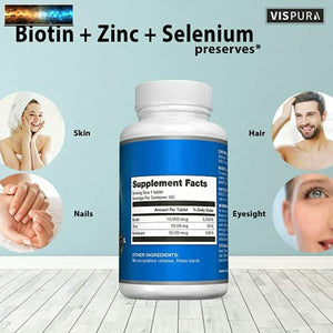 Biotine 10000 Mcg + Zinc + Sélénium Pure Végétalien & Extra Fort ,Best