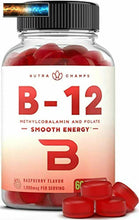 Cargar imagen en el visor de la galería, Vitamina B12 Gummies Aumenta Con Folato Base Vegani Gommose) Premium Metile B-1
