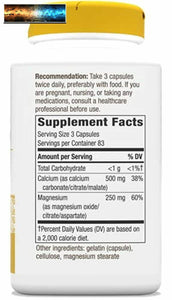 Nature's Way Calcium Et Magnésium, non Aromatisé, 250 Capsules