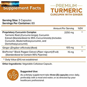 Curcuma Curcumina con Zenzero & Bioperine Pepe Nero Supplemento Anti-inflam