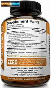 Curcuma Curcumina con Zenzero & Bioperine Pepe Nero Supplemento Anti-inflam