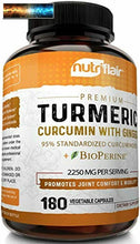 將圖片載入圖庫檢視器 Curcuma Curcumina con Zenzero &amp; Bioperine Pepe Nero Supplemento Anti-inflam
