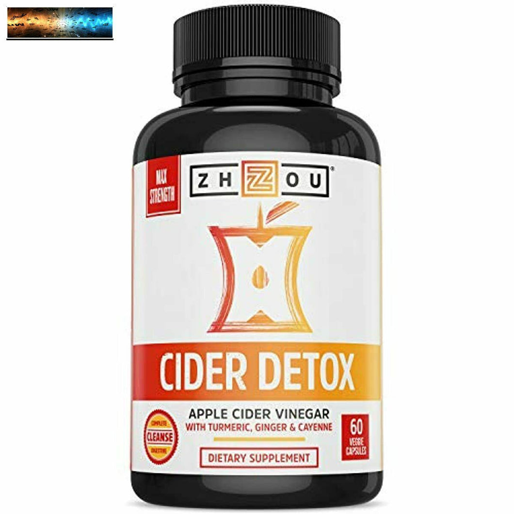 Zhou Nutrition Sidro Disintossicante Aceto di Mele Pillole con Zenzero, Curcuma