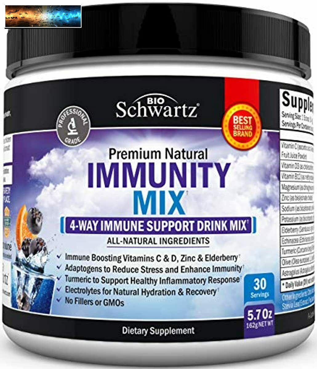 Immunitaire Support Boisson avec Vitamine C 1000mg D3 B12 Zinc Sureau Curcuma