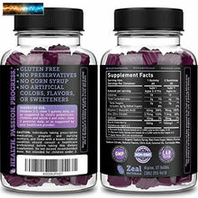 이미지를 갤러리 뷰어에 로드 , Sambucus Sureau Gummies Pour Enfants &amp; Adultes (60 Nombre 100mg) W / Coco Huile
