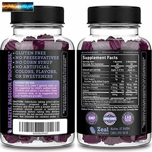 Sambucus Sureau Gummies Pour Enfants & Adultes (60 Nombre 100mg) W / Coco Huile