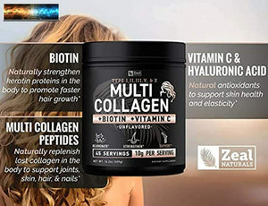 Premium Kollagen Peptide Pulver (1, 2, 3, 5 & 10) Multi Kollagen Protein + Vita