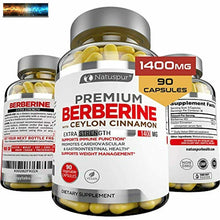 Carica l&#39;immagine nel visualizzatore di Gallery, Premium Berberina Hcl Plus Ceylon Cannella 1400mg per Glicemia, Glucosio Metab
