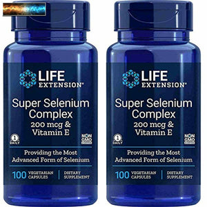 Life Extension Super Selenium Komplex 200 Mcg & Vitamin E, 2 Pack (2x100 Vegetar