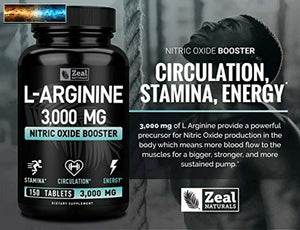 L-ARGININ 3000mg (150 Tabletten 1000mg) Maximal Dosierung Stickstoffmonoxid Su