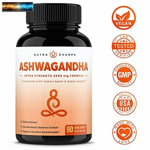 Organisches Ashwagandha 2000mg Mit Zitronenmelisse & Schwarzer Pfeffer Extrakt -