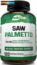 將圖片載入圖庫檢視器 NutriFlair Saw Palmetto Extracto 750mg, 120 Cápsulas - Natural Próstata
