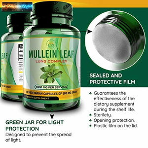 Mullein Leaf Capsules Extract - Herbal Lungs Supplement for Respiratory Health