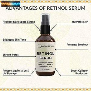 Retinol Serum 2.5% para Cara & Ojos (59ml) Con Vitamina A,E,Hialurónico Acid & G