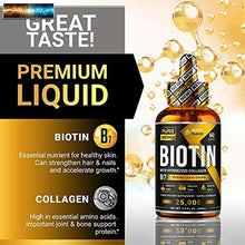 Load image into Gallery viewer, Liquid Biotin &amp; Collagen 25,000mcg, Hair, Skin &amp; Nails. Healthy Hair Growth Supp
