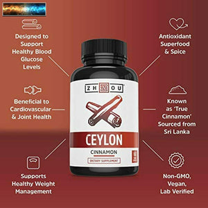Zhou Ceylon Cinnamon Supports Blood Sugar, Heart Health and Joint Mobility T