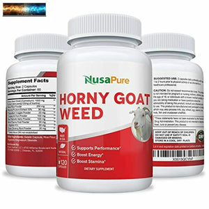Horny Goat Extract 1000mg 120 Caps (Non-GMO & Gluten Free) Maca Root, Ginseng