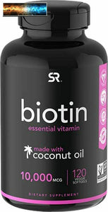Biotin (10,000mcg) with Organic Coconut Oil May Help Support Healthy Hair, Ski