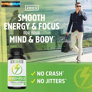 Zhou Energy + Focus Caffeine with L-Theanine Focused energy for Your Mind