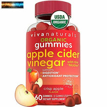 이미지를 갤러리 뷰어에 로드 , Organic Apple Cider Vinegar Gummies 60 ACV gummies with The Mother Supports
