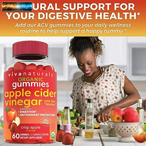 Organic Apple Cider Vinegar Gummies 60 ACV gummies with The Mother Supports