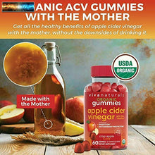 이미지를 갤러리 뷰어에 로드 , Organic Apple Cider Vinegar Gummies 60 ACV gummies with The Mother Supports
