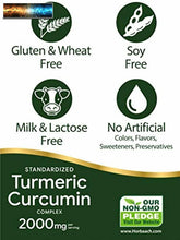 Load image into Gallery viewer, Turmeric Curcumin with Bioperine 2000 mg 90 Capsules Non-GMO, Gluten Free Su
