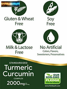 Turmeric Curcumin with Bioperine 2000 mg 90 Capsules Non-GMO, Gluten Free Su