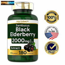 Load image into Gallery viewer, Horbaach Black Elderberry Capsules 2000mg 180 Pills Non-GMO, Gluten Free S
