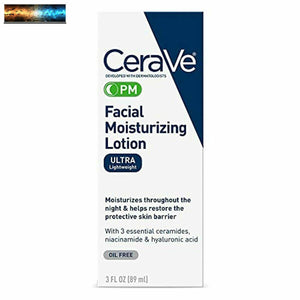 CeraVe PM Facial Moisturizing Lotion Night Cream with Hyaluronic Acid and Niac