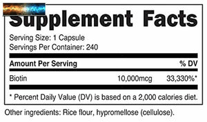 Nutricost Biotin (Vitamin B7) 10,000mcg (10mg), 240 Capsules - Vegetarian Friend