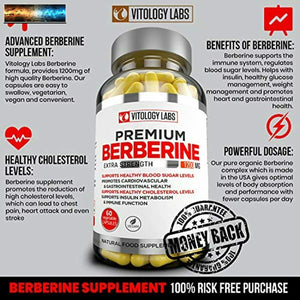 Premium Berberine HCL Plus Ceylon Cinnamon 1400mg for Blood Sugar, Glucose Metab