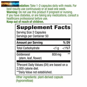 Nature's Way Premium Herbal Goldenseal Herb, 800 mg per serving, 100 Capsules