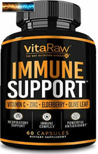 Load image into Gallery viewer, VitaRaw Immune Support Vitamins - Zinc, Elderberry, Vitamin C, Echinacea, Olive

