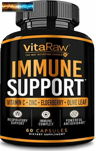 VitaRaw Immune Support Vitamins - Zinc, Elderberry, Vitamin C, Echinacea, Olive