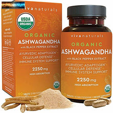 이미지를 갤러리 뷰어에 로드 , Organic Ashwagandha 2250 mg with 15 mg organic Black Pepper for Superior Absorpt
