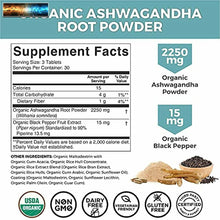 Load image into Gallery viewer, Organic Ashwagandha 2250 mg with 15 mg organic Black Pepper for Superior Absorpt
