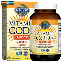 Cargar imagen en el visor de la galería, Garden of Life D3 - Vitamin Code Raw d3 2000 IU, 120 Capsules
