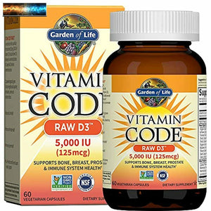 Garden of Life D3 - Vitamin Code Raw d3 2000 IU, 120 Capsules