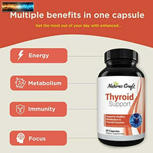 Load image into Gallery viewer, Natures Craft&#39;s Thyroid Support Natural Complex Supplement Capsules with Vitamin
