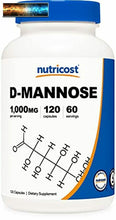Cargar imagen en el visor de la galería, Nutricost D-Mannose 500 mg, 120 Capsules - 1000mg Per Serving, Non-GMO, and Glut
