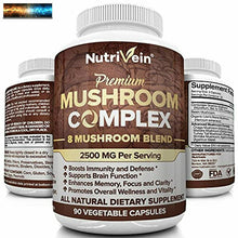 Load image into Gallery viewer, Nutrivein Mushroom Supplement 2500mg - 90 Capsules - 8 Organic Mushrooms - Lions
