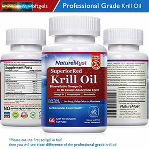NatureMyst Olio di Krill, Professionale Grado 60 Liquid Softgel, No-Ogm Glutine