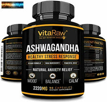 Load image into Gallery viewer, Organic Ashwagandha Capsules 2220mg | Ashwagandha Root Powder | Stress &amp; Anxiety
