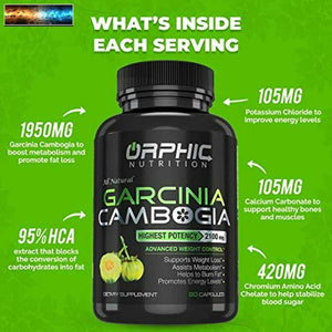 100% Pure Garcinia Cambogia Extract - Appetite Suppressant - Carb Blocker Capsul