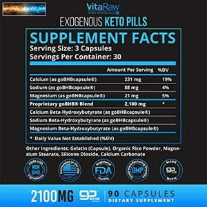 VitaRaw Exogenous Keto Pilules - (3X Puissant Dose 2100mg Bhb ) Meilleur Bu