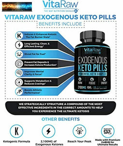 VitaRaw Exogenous Keto Pilules - (3X Puissant Dose 2100mg Bhb ) Meilleur Bu