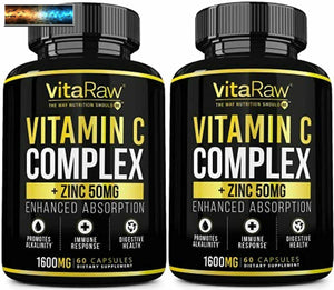 Vitamin C Supplement [2 Pack] 1600mg with Zinc 50mg |Highest Absorption| Vitamin