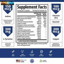 將圖片載入圖庫檢視器 Thyroid Support Supplement with Iodine - Energy &amp; Focus Formula - Vegetarian 
